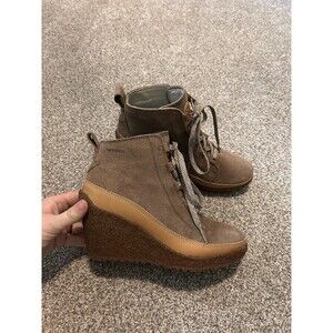 Merrell Tremblant Womens 7.5 Brown Leather Lace Up Wedge minimalist Ankle Boots